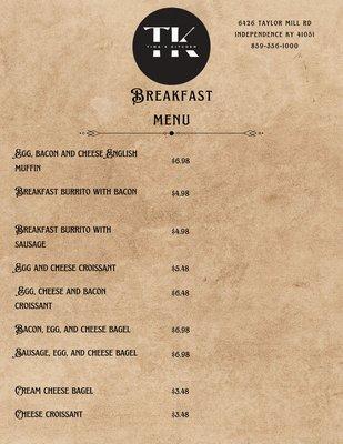 Here is our Breakfast Menu!