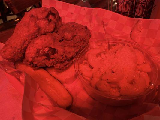 Fried Chicken with side of Mac and Cheese