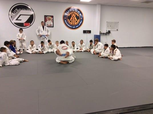 Destiny learning techniques in her jujitsu class