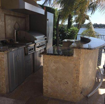 Outdoor bar and BBQ setup