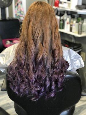 Purple on a beautiful redhead...