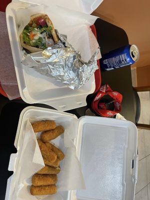 Falafel Gyro & Mozzarella Sticks