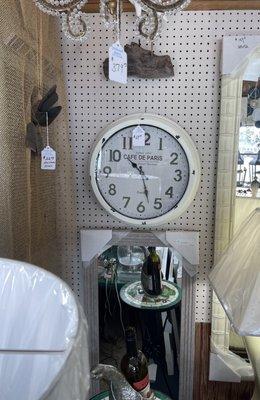 Love this clock! Nice chandelier above, as well! (17.5" 4" deep)