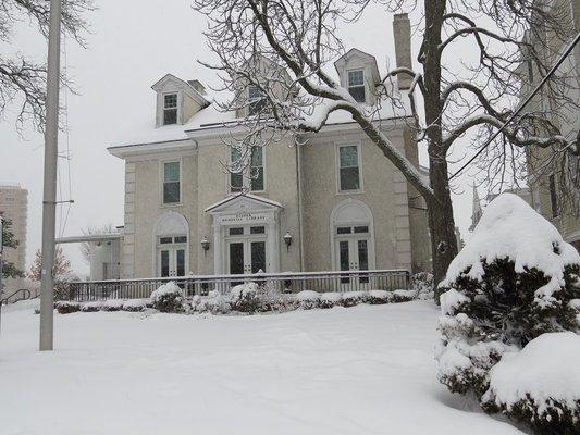 Red Bank Public Library in snow