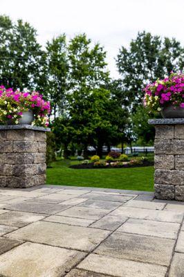 beautiful paver patio by Metro Lawn sprinklers and landscape