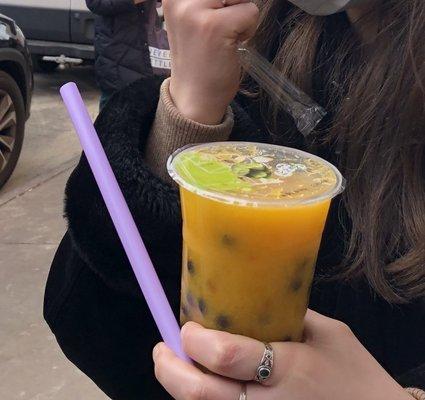 Mango bubble tea