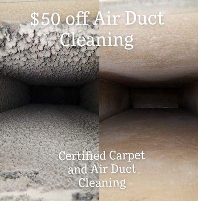 air duct cleaning, $50  off Air duct cleaning