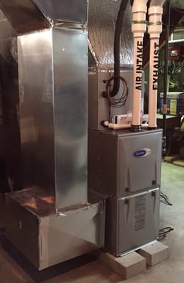 A 96% efficient furnace that takes up about a third of the space of the old furnace.  Installed in less time than promised.