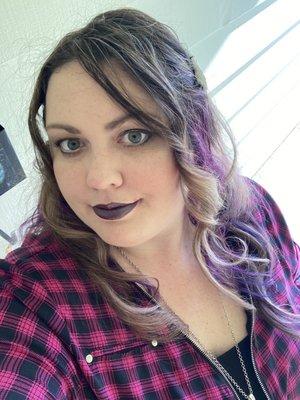 Elana did it again! She did highlights for my hair and a peekaboo purple chunk. I loved the purple so much I came back for more.