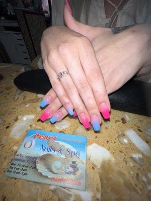 ombre color nails #coffinNailshape