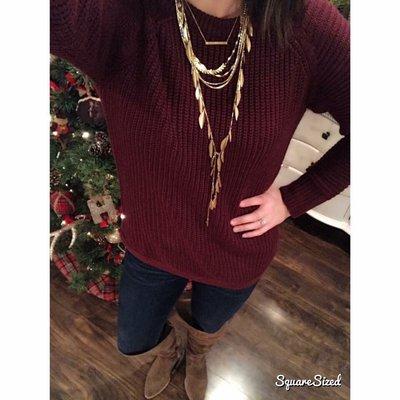 Loving my comfy sweater!! It was perfect for our xmas party!