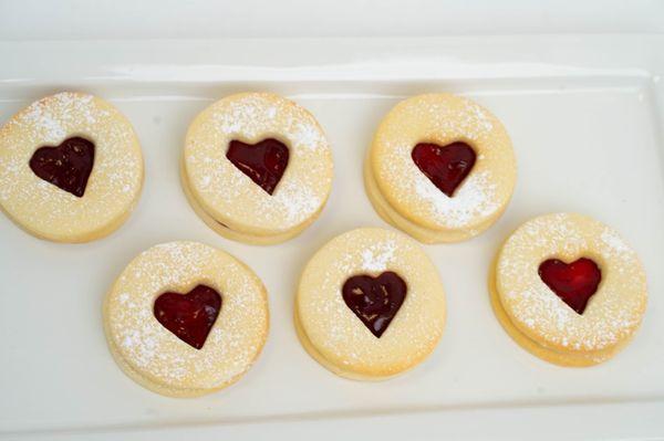 Raspberry Shortbread Heart Cookies