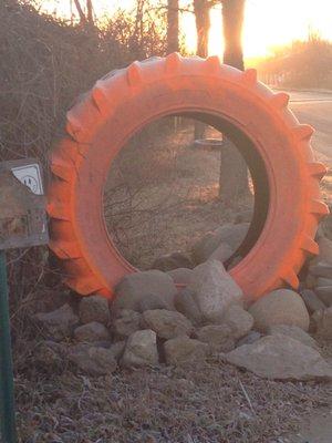 The orange tire