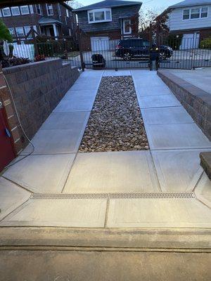 cement Driveway in sections / w Drain & sump pump