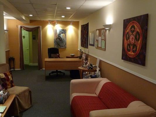 Reiki w/ Marie's waiting room at Wellness on Park, zen and clean and peaceful