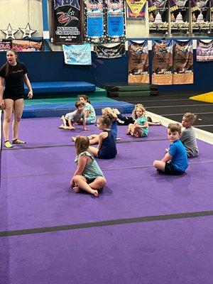 Kiddos getting ready for the floor is lava