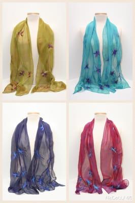 Silk Dragonfly Scarves-individually designed and hand-crafted in Bangor, ME