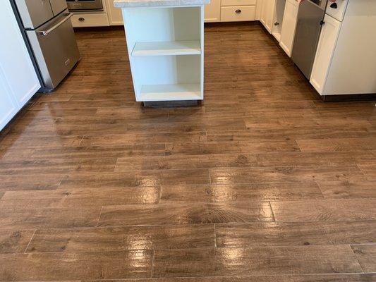 New floors and painted cabinets.