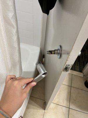 Broken bathroom handle.