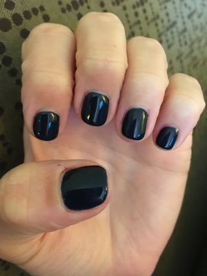 Manicure with Dark navy blue Gel polish.