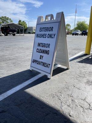 Car wash only takes appt to clean inside?