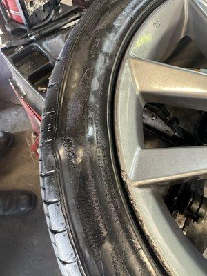 Damaged tires.