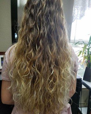 Balayage on natural curly hair