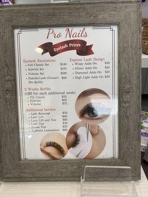 Lash menu