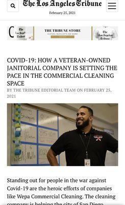 Article Written about my team and I Disinfecting over 5 Million Sqft