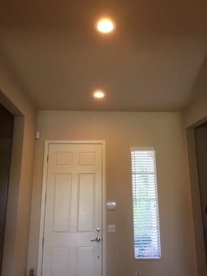 Finished product. Energy saving LED downlights installed, energy draining incandescents removed.