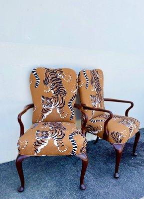 Upholstered Martha Washington chairs