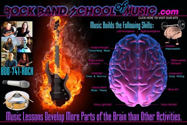 Drum Piano Guitar and Voice Lessons that will actually make you smarter!