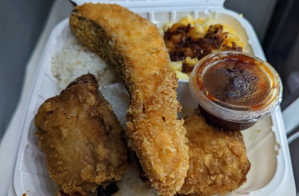 Salmon Katsu & Fried Chicken mixed plate. Outstanding!