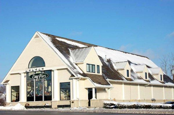 Exterior of the boutique in Carmel, IN - Day Furs & Luxury Outerwear. 35 years in business.