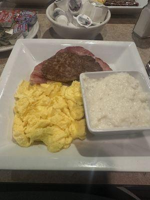 Eggs, Grits, Sausage and Ham