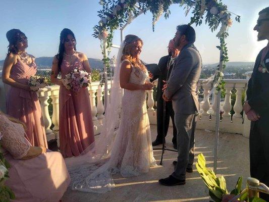 Wedding dress and veil