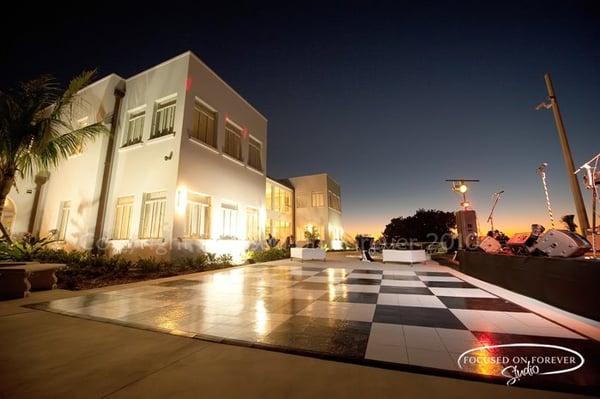 lighted black and white dance floor