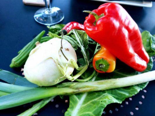 Fresh veggies as centerpiece