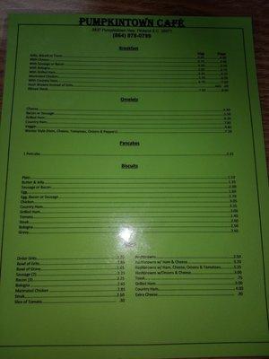 Menu Side 1