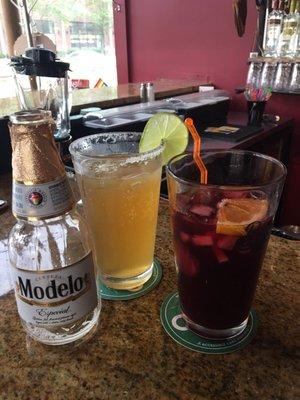 Delicious sangria and a Colombian Michelada.