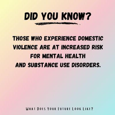 Information about DV, substance abuse and mental health.