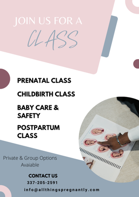 We offer a variety of classes to prepare you & your family for birth. Virtual and in-person options are available. Ask us about it!