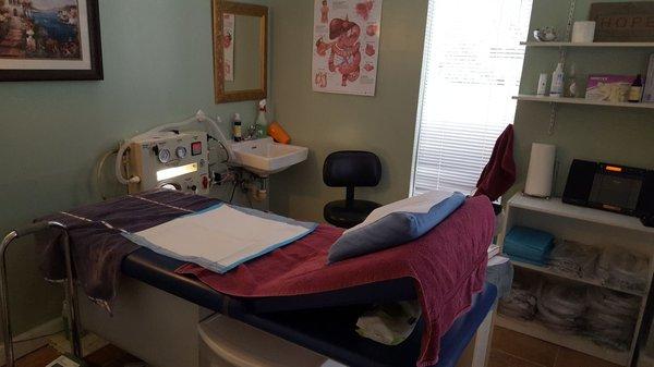 Sue's colon therapy space.