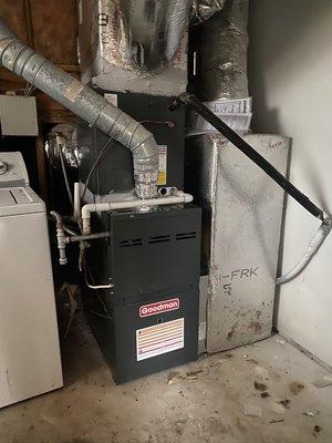 Installation of a 80k BTU Goodman furnace and 3 ton upflow Evaporator coil.