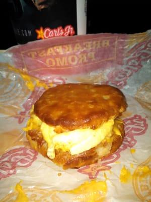 This is what you call a Mile High Bacon Biscuit? What liars Carl's has become!