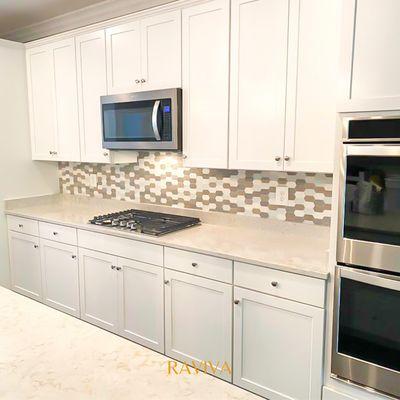 Amazing work of kitchen backsplash made by our team.