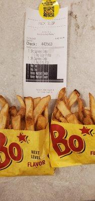 As u can see the receipt shows the correct sides.  I don't order their fries because they are not usually fresh or hot.