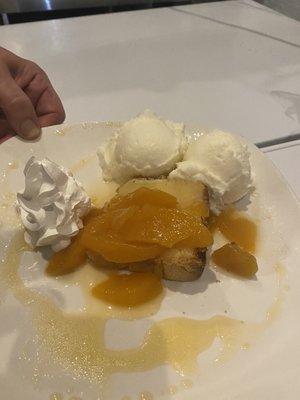 Pound cake peach twist with homemade vanilla ice cream