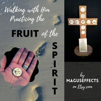 Custom made fruit of the spirit memory tree, with removable pogs you can carry with you all day!