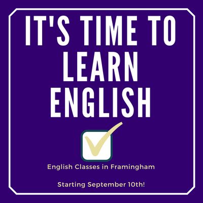 Community English Classes for Adults, in Framingham, Start Sept. 10th. Registration Closes Sept. 3rd. Call today! Instagram: @studio3english